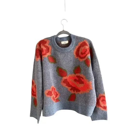 Natural Life Womens Blue Rosie Jacquard Wool Blend Pullover Sweater Size Large - Picture 7 of 9